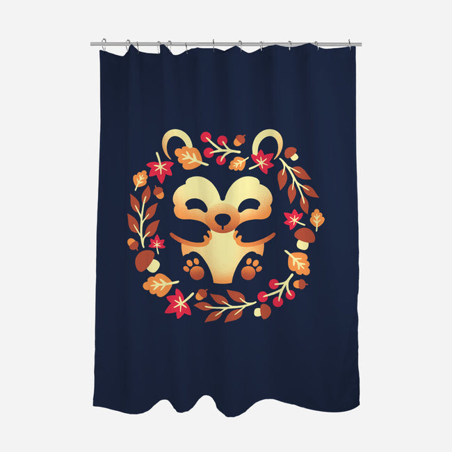 Cute Autumn Hedgehog-None-Polyester-Shower Curtain-NemiMakeit