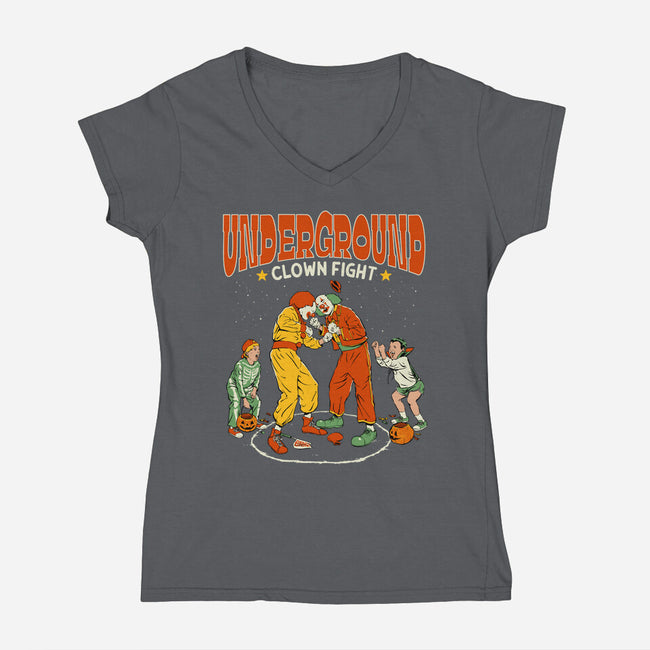 Clown Fight-Womens-V-Neck-Tee-Hafaell