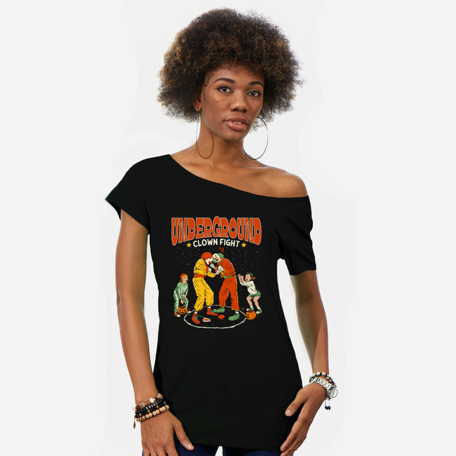 Clown Fight-Womens-Off Shoulder-Tee-Hafaell