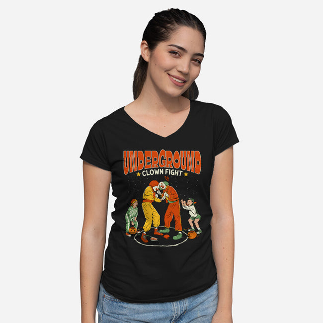 Clown Fight-Womens-V-Neck-Tee-Hafaell