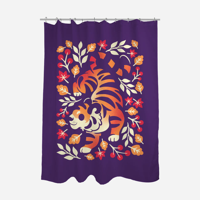 Autumn Cute Tiger-None-Polyester-Shower Curtain-NemiMakeit