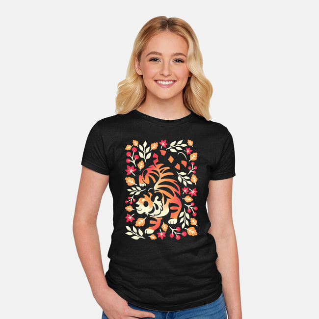 Autumn Cute Tiger-Womens-Fitted-Tee-NemiMakeit