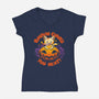 Pumpkin Carved You Next-Womens-V-Neck-Tee-worlddominationforcats