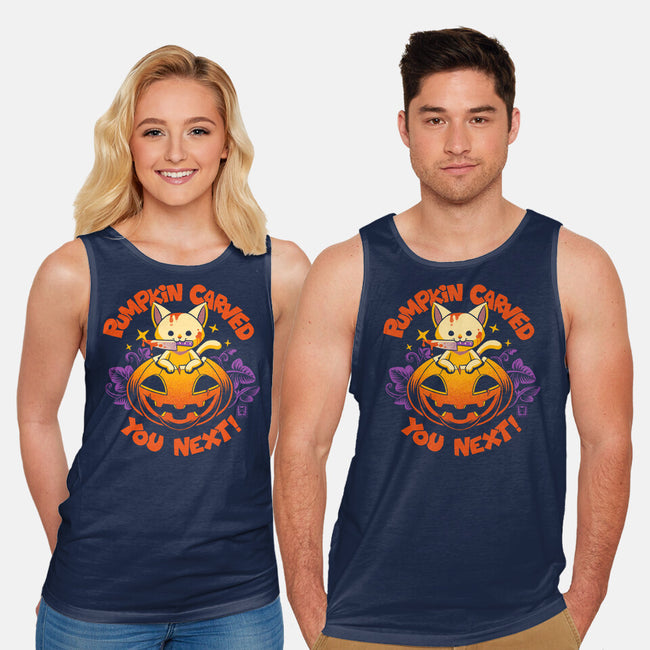 Pumpkin Carved You Next-Unisex-Basic-Tank-worlddominationforcats