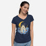 Ghost And Flowers-Womens-V-Neck-Tee-yumie