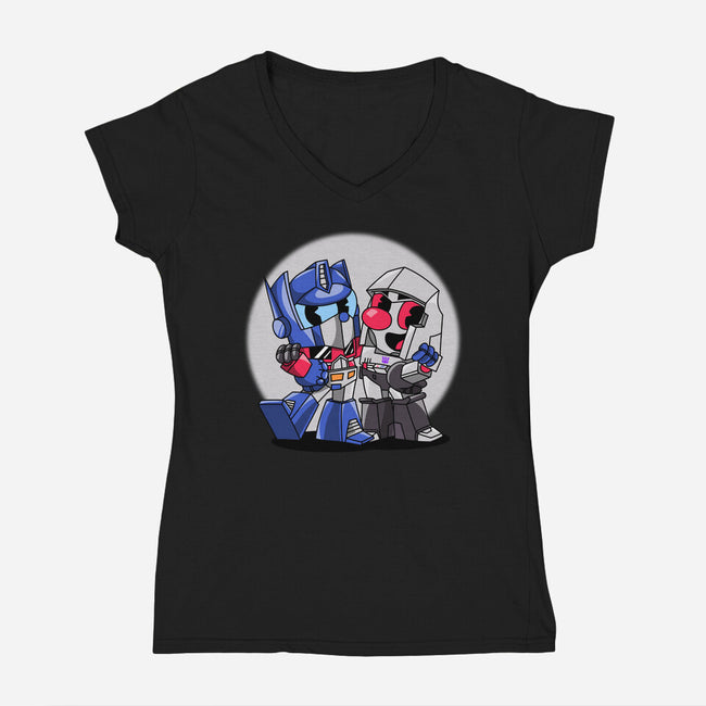 Cybertron Head-Womens-V-Neck-Tee-joerawks