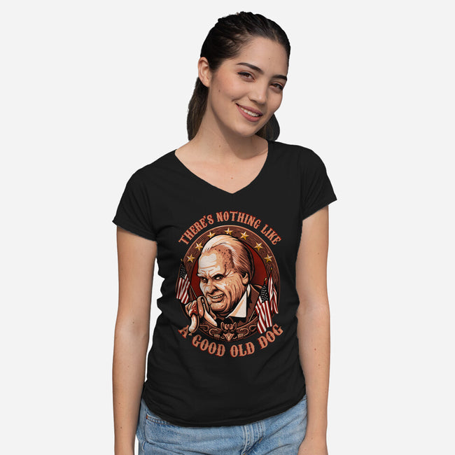 Good Old Dog-Womens-V-Neck-Tee-daobiwan