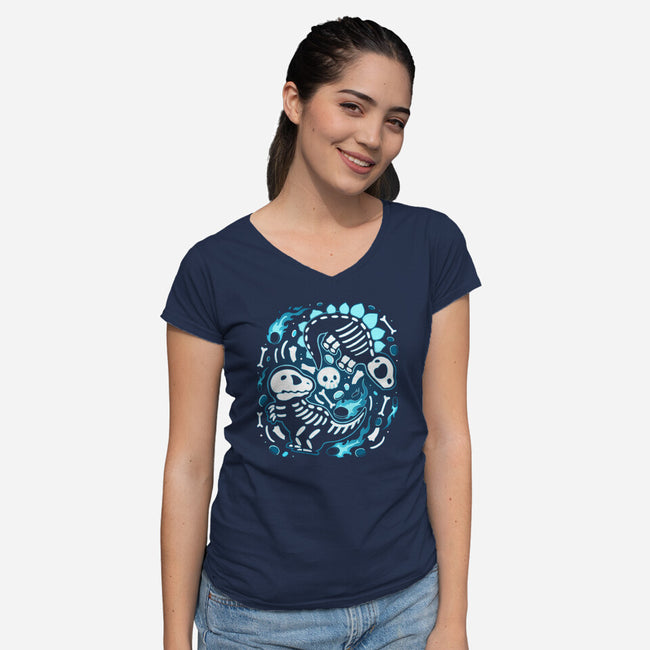 Extinction Skeleton-Womens-V-Neck-Tee-Vallina84