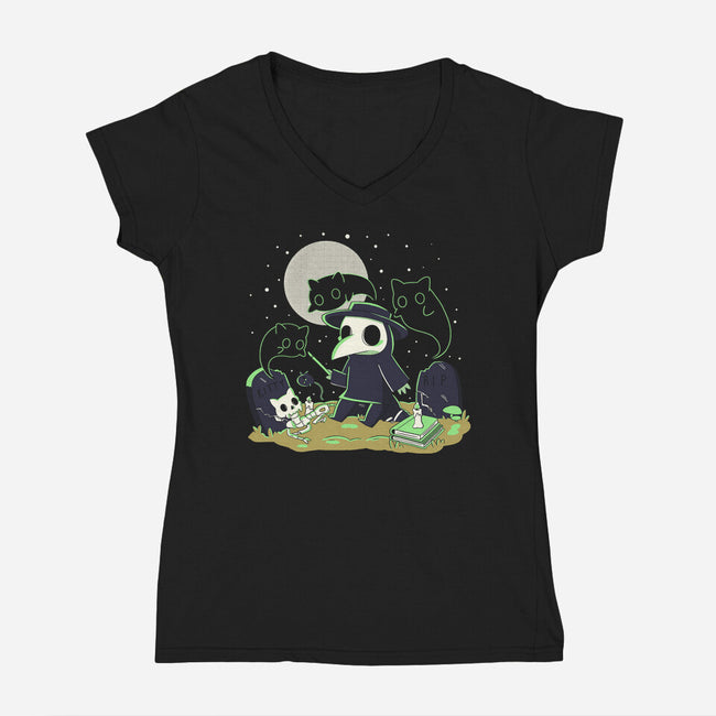 Playing With My Demons-Womens-V-Neck-Tee-yumie