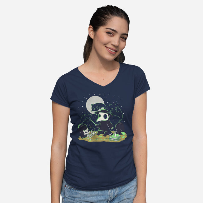 Playing With My Demons-Womens-V-Neck-Tee-yumie