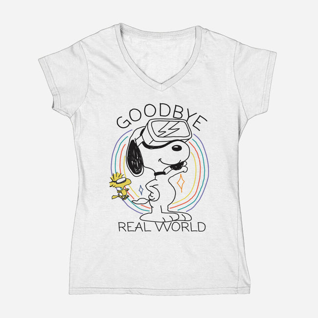 Goodbye Real World-Womens-V-Neck-Tee-OPIPPI