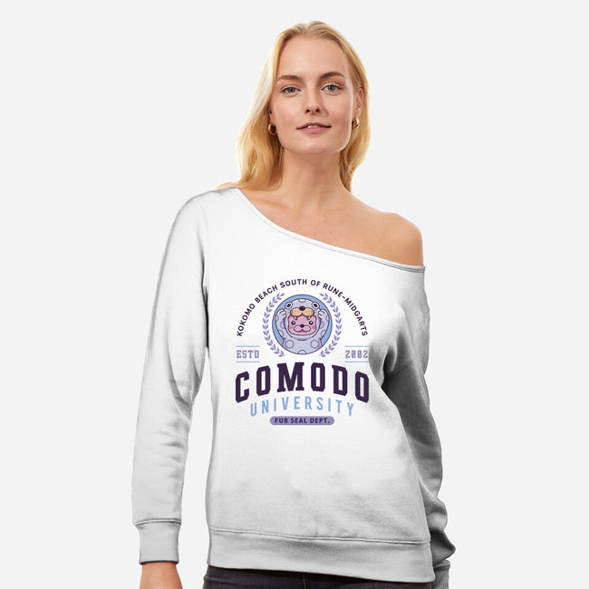 Comodo University-Womens-Off Shoulder-Sweatshirt-LAGELANTEE