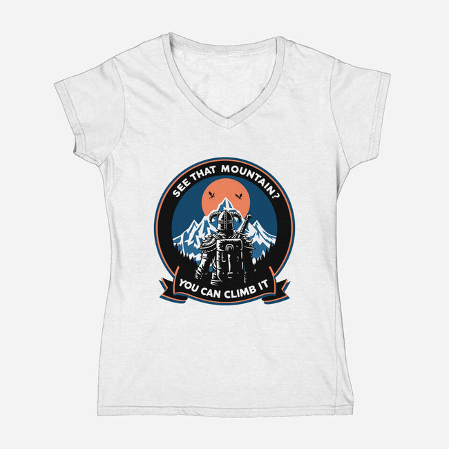 Skyrim Expedition Patch-Womens-V-Neck-Tee-Dylon_G