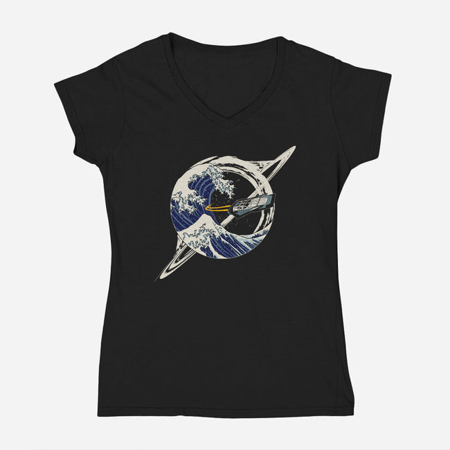 Interstellar Kanagawa Wave-Womens-V-Neck-Tee-Dylon_G