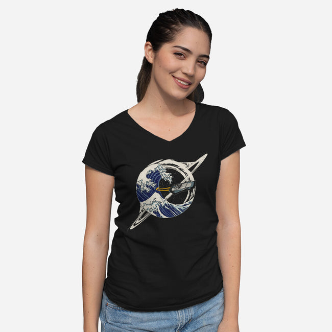 Interstellar Kanagawa Wave-Womens-V-Neck-Tee-Dylon_G