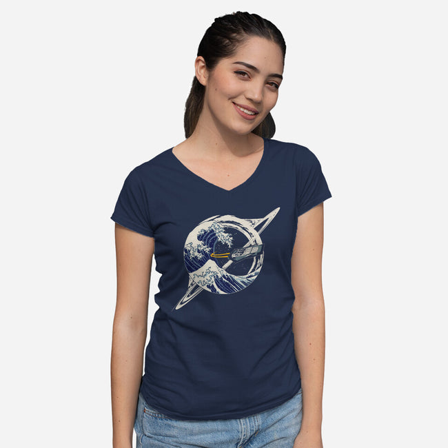 Interstellar Kanagawa Wave-Womens-V-Neck-Tee-Dylon_G