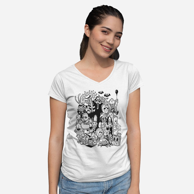 Nightmare Doodles-Womens-V-Neck-Tee-Getsousa!