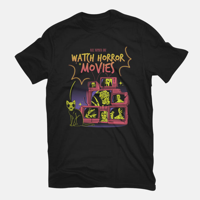 Watch Horror Movies-Mens-Heavyweight-Tee-yumie