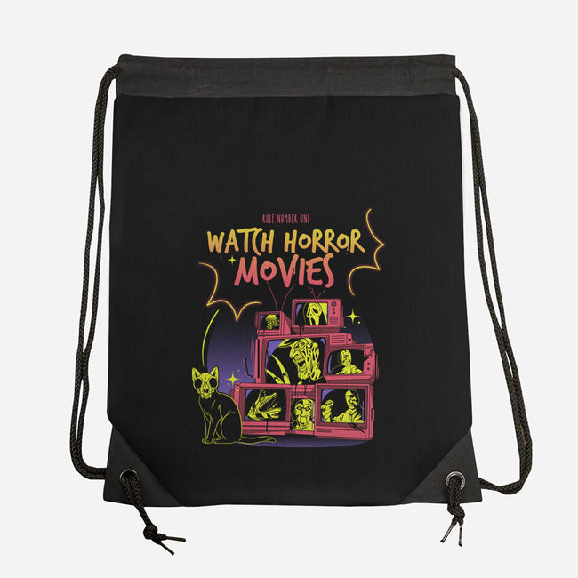 Watch Horror Movies-None-Drawstring-Bag-yumie