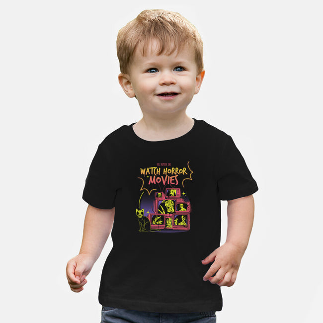 Watch Horror Movies-Baby-Basic-Tee-yumie