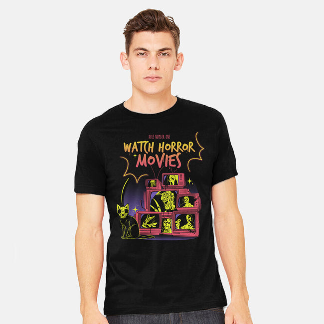 Watch Horror Movies-Mens-Heavyweight-Tee-yumie