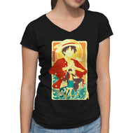 Great Wave Luffy-Womens-V-Neck-Tee-hypertwenty