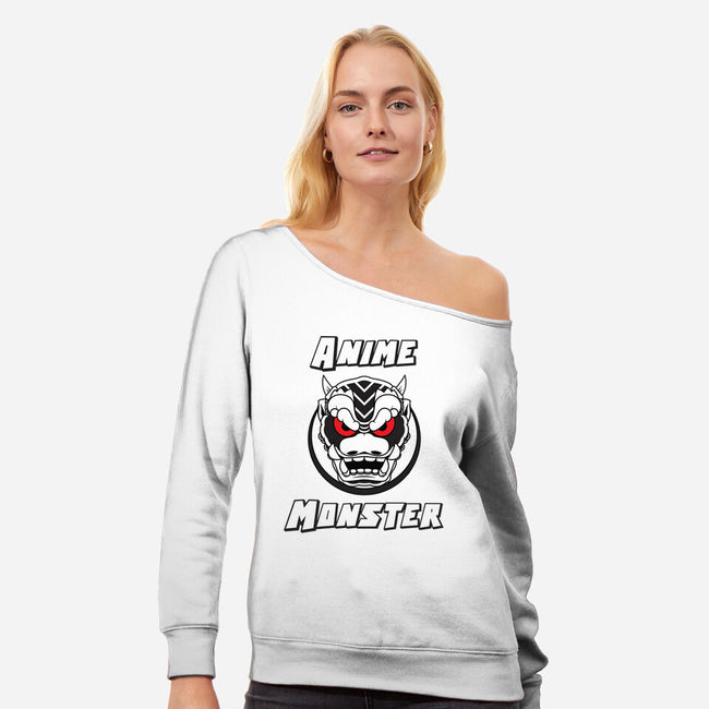 Anime Monster Logo-Womens-Off Shoulder-Sweatshirt-Anime Monster