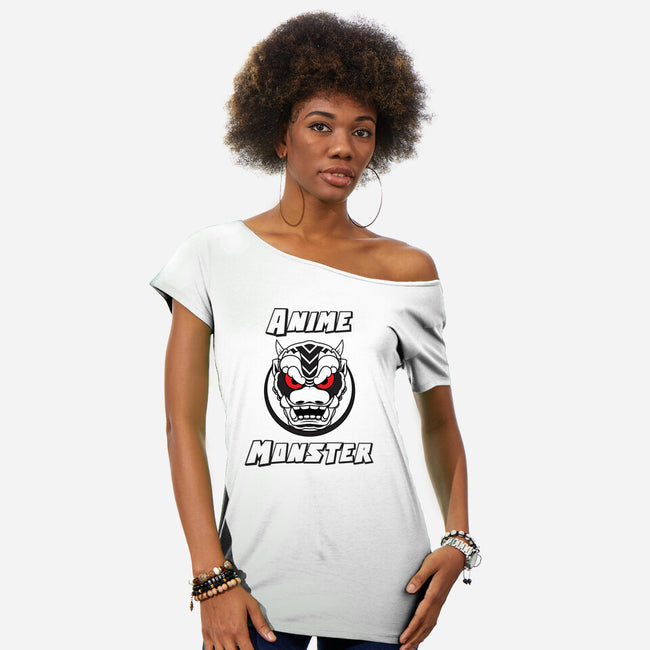 Anime Monster Logo-Womens-Off Shoulder-Tee-Anime Monster