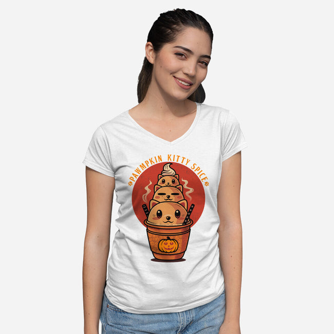 Pawmpkin Spice-Womens-V-Neck-Tee-erion_designs