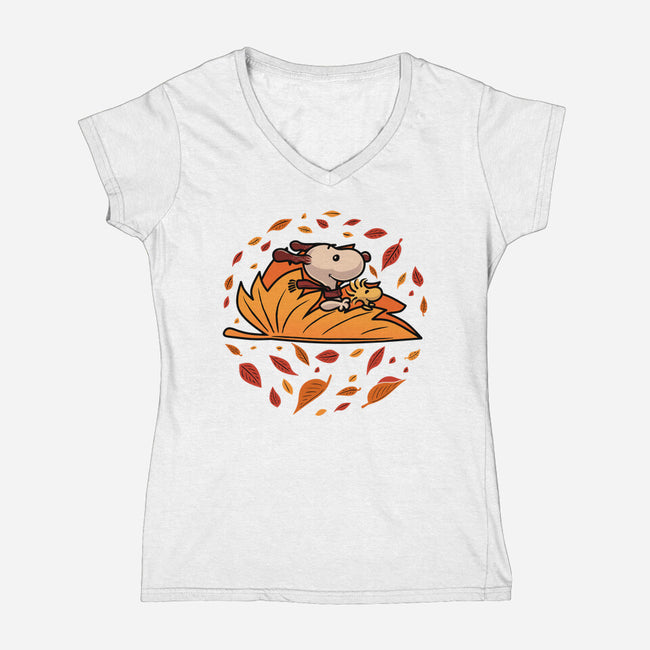 Leafy Voyage-Womens-V-Neck-Tee-erion_designs