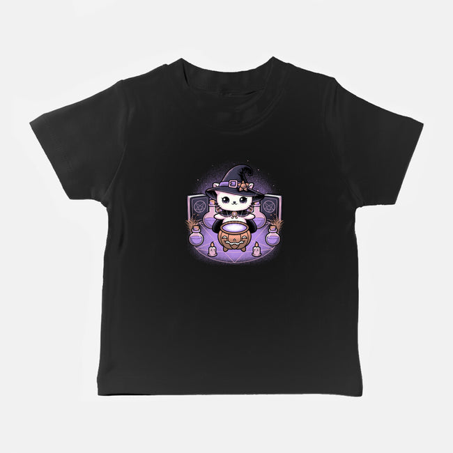 Spooky Witch Cat-Baby-Basic-Tee-Astrobot Invention