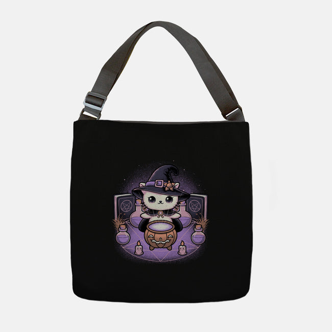 Spooky Witch Cat-None-Adjustable Tote-Bag-Astrobot Invention