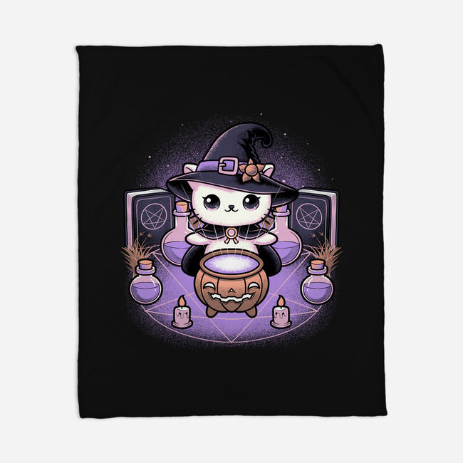 Spooky Witch Cat-None-Fleece-Blanket-Astrobot Invention