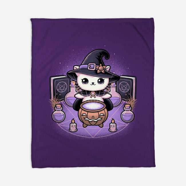 Spooky Witch Cat-None-Fleece-Blanket-Astrobot Invention