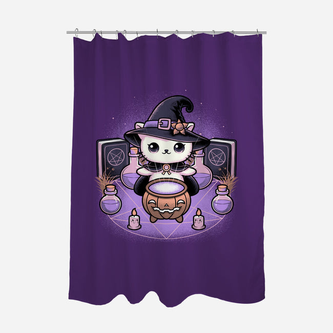 Spooky Witch Cat-None-Polyester-Shower Curtain-Astrobot Invention