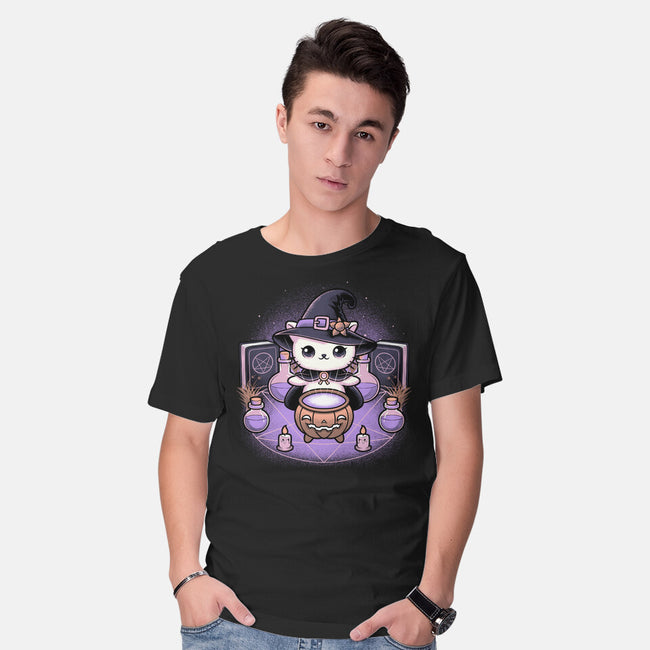 Spooky Witch Cat-Mens-Basic-Tee-Astrobot Invention