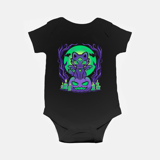 Spooky Moonlit Cat-Baby-Basic-Onesie-TechraNova