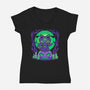 Spooky Moonlit Cat-Womens-V-Neck-Tee-TechraNova