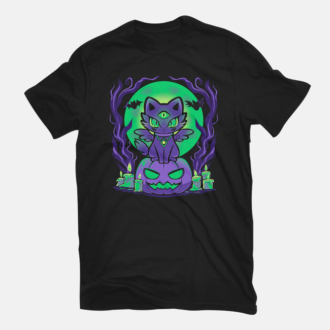 Spooky Moonlit Cat-Unisex-Basic-Tee-TechraNova