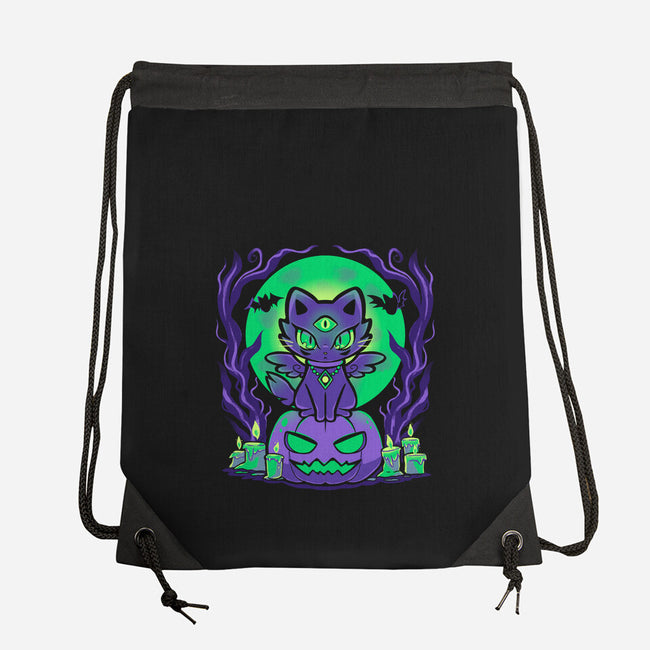 Spooky Moonlit Cat-None-Drawstring-Bag-TechraNova