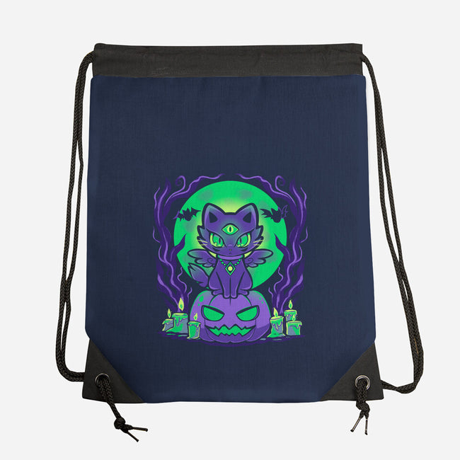 Spooky Moonlit Cat-None-Drawstring-Bag-TechraNova