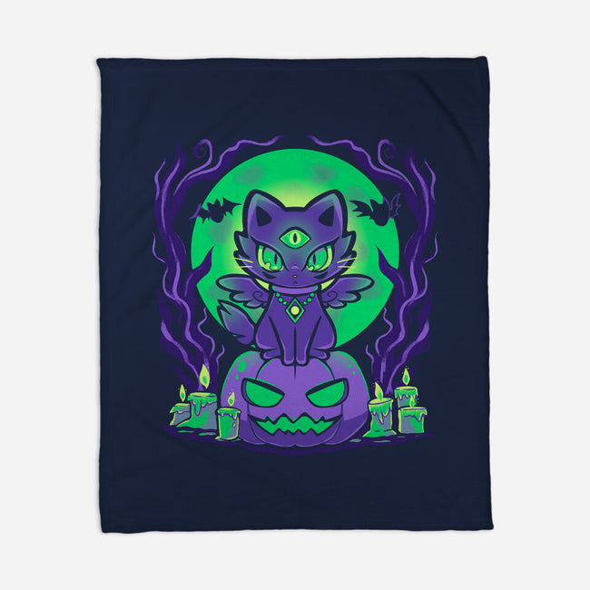 Spooky Moonlit Cat-None-Fleece-Blanket-TechraNova