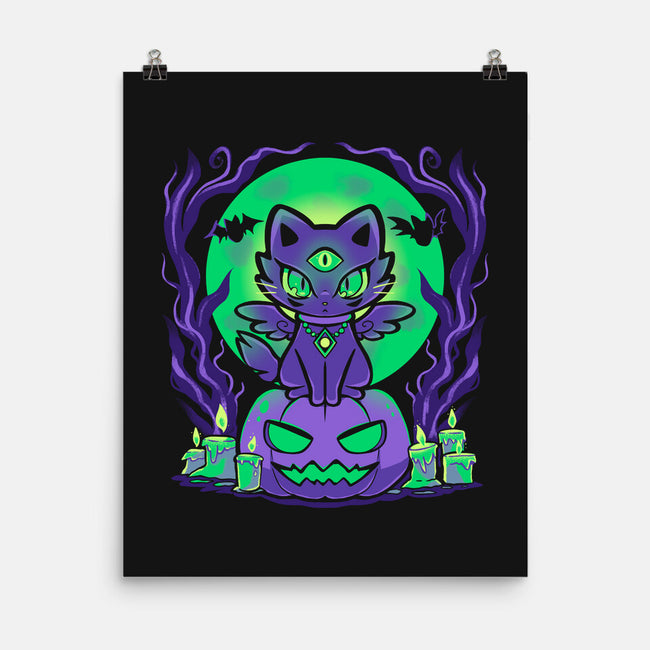 Spooky Moonlit Cat-None-Matte-Poster-TechraNova