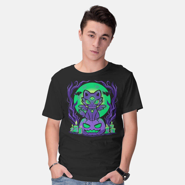 Spooky Moonlit Cat-Mens-Basic-Tee-TechraNova