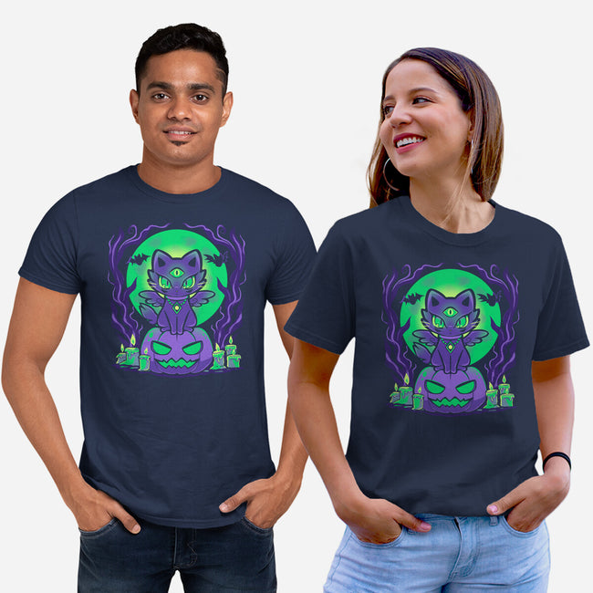 Spooky Moonlit Cat-Unisex-Basic-Tee-TechraNova