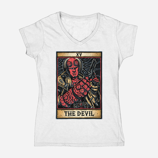 Devil Tarot-Womens-V-Neck-Tee-glitchygorilla