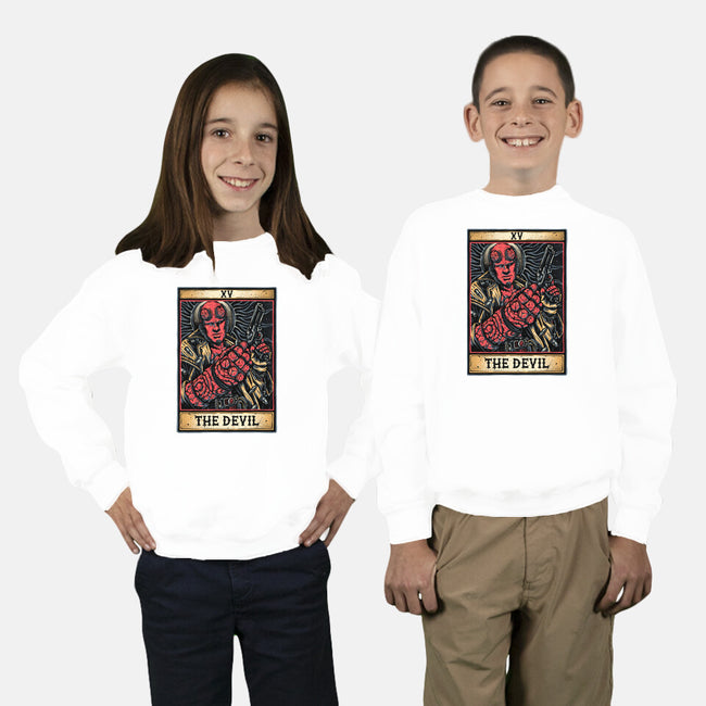 Devil Tarot-Youth-Crew Neck-Sweatshirt-glitchygorilla