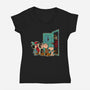 Treats Or Nightmares-Womens-V-Neck-Tee-Diego Gurgell