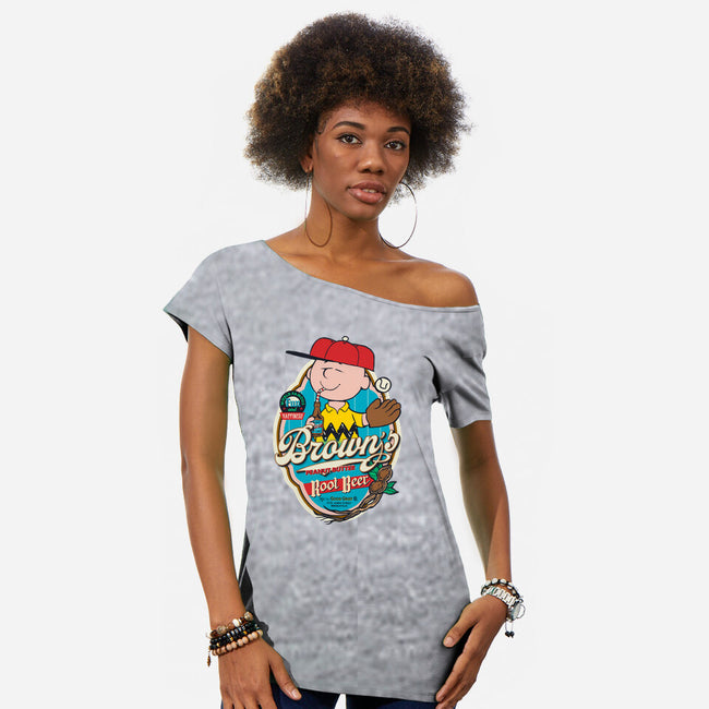 Brown's Root Beer-Womens-Off Shoulder-Tee-Arinesart