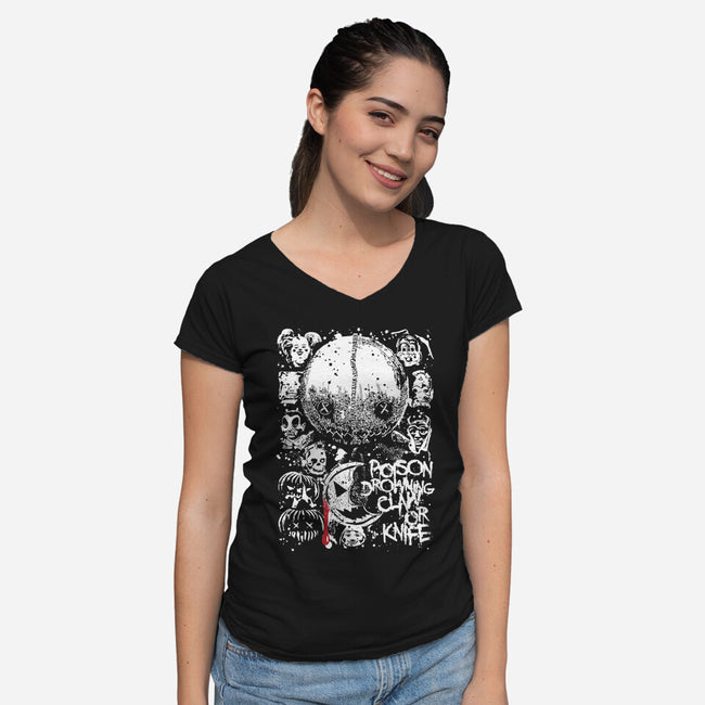 Claw Or Knife-Womens-V-Neck-Tee-Arinesart